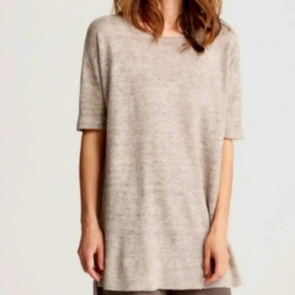 Eileen Fisher Bateau Neck Linen Tunic Top Size PM